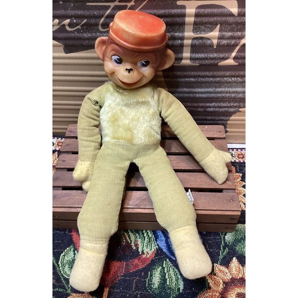 1965 Rubber Face Monkey Plush 13" Vintage AD Sutton & Sons New York Made Japan - Picture 1 of 13